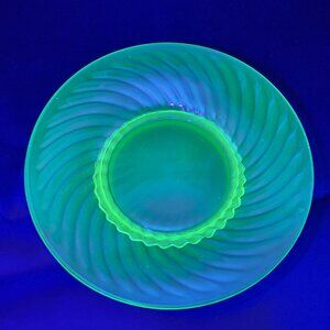 Vintage Uranium Depression Glass Green Decorative Saucer